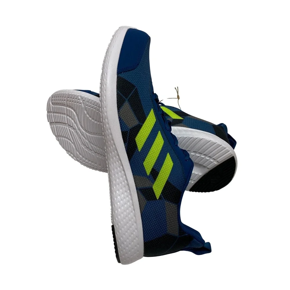 Adidas Men Blue Lime Green Running Shoes Sneakers Mesh Lace Up Athletic 8.5 NWOB